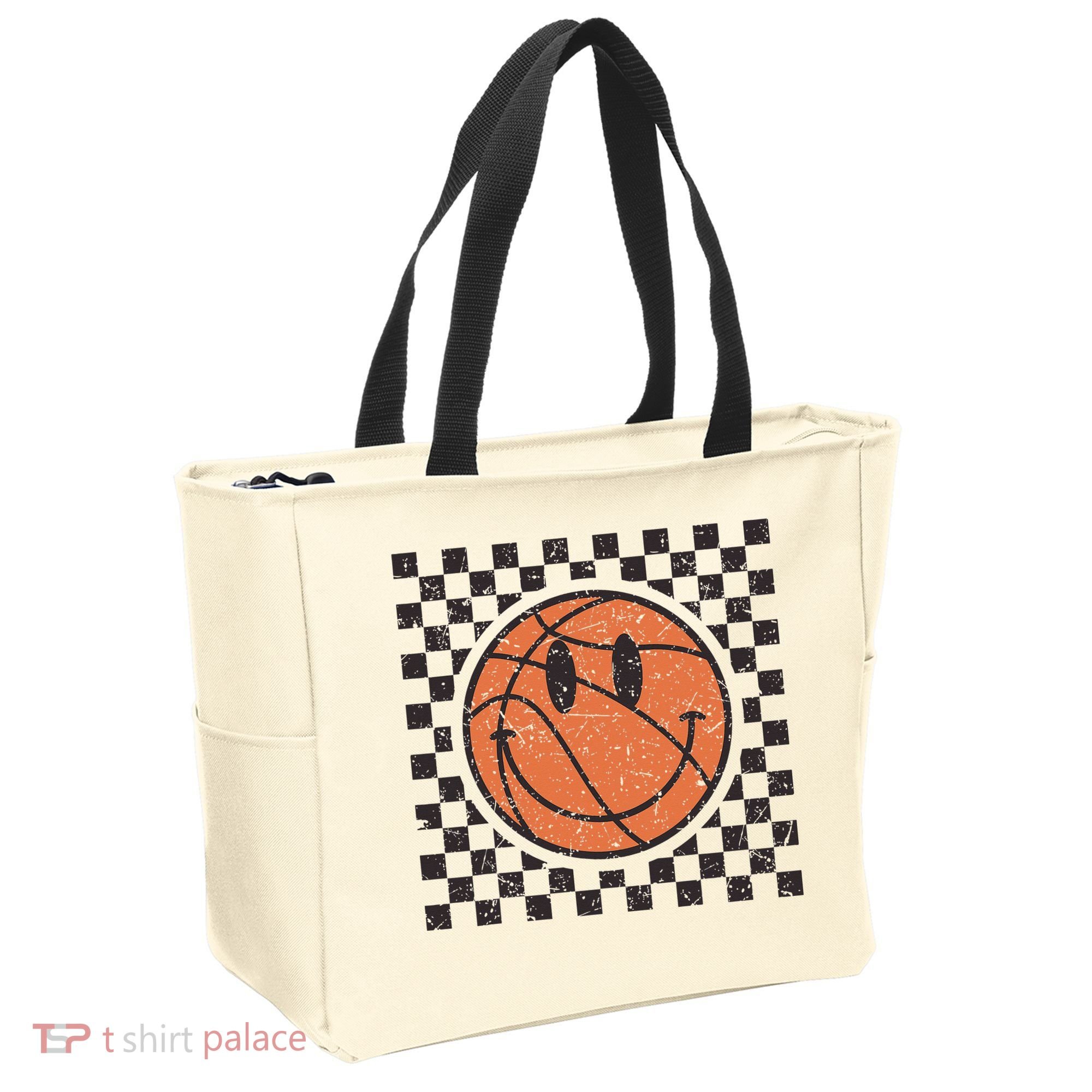 Happy Face Basketball Lover Smile Face Funny Smiling Tote Bag