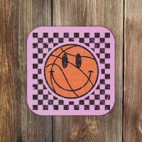 Happy Face Basketball Lover Smile Face Funny Smiling Coaster thumb 0
