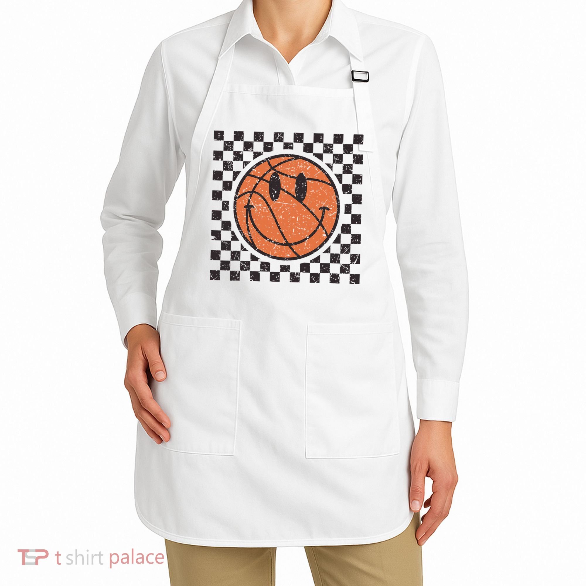 Happy Face Basketball Lover Smile Face Funny Smiling Apron