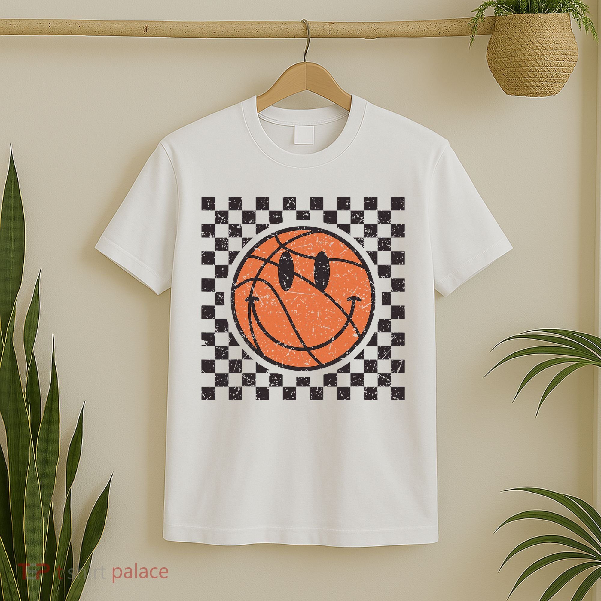 Happy Face Basketball Lover Smile Face Funny Smiling T-Shirt