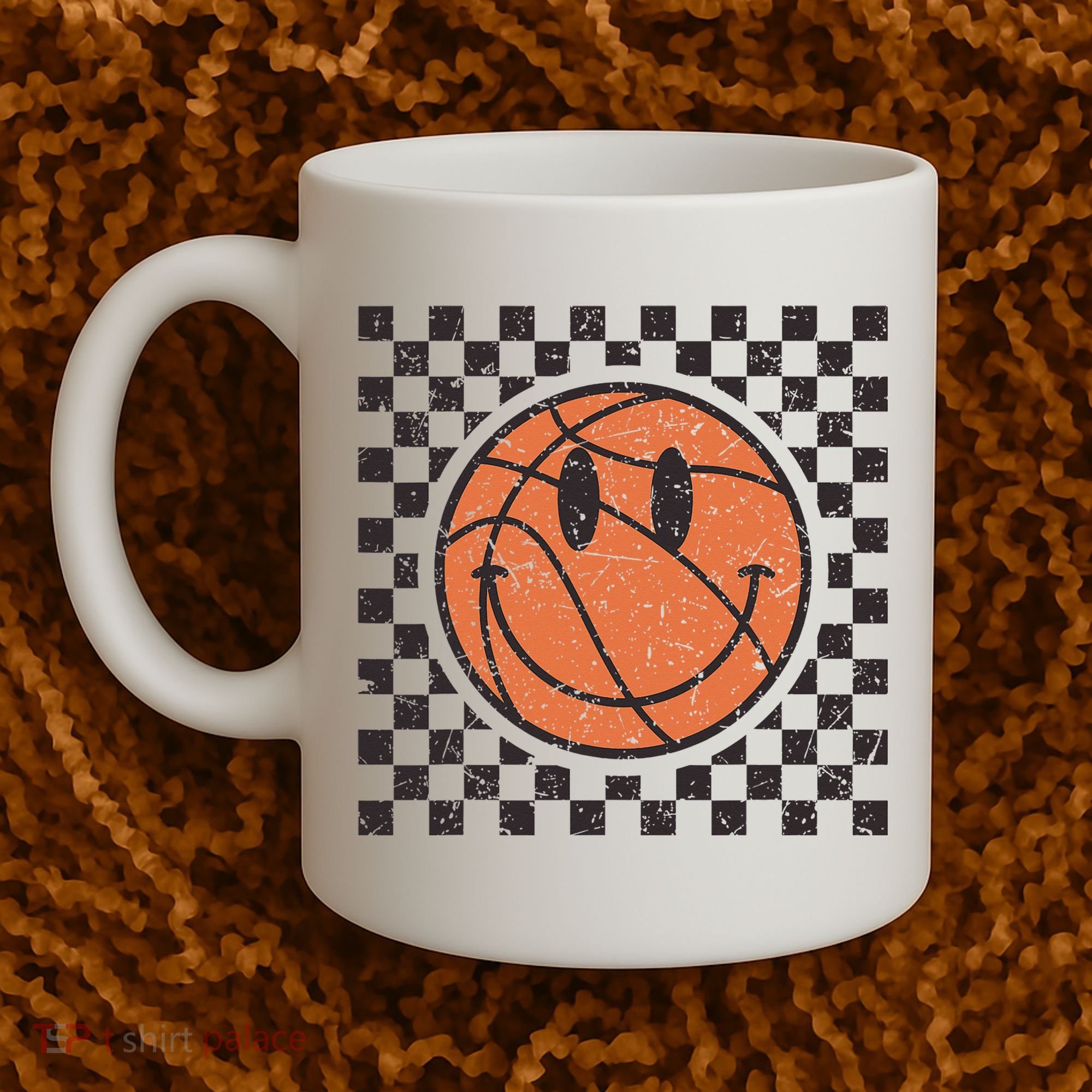 Happy Face Basketball Lover Smile Face Funny Smiling Coffee Mug