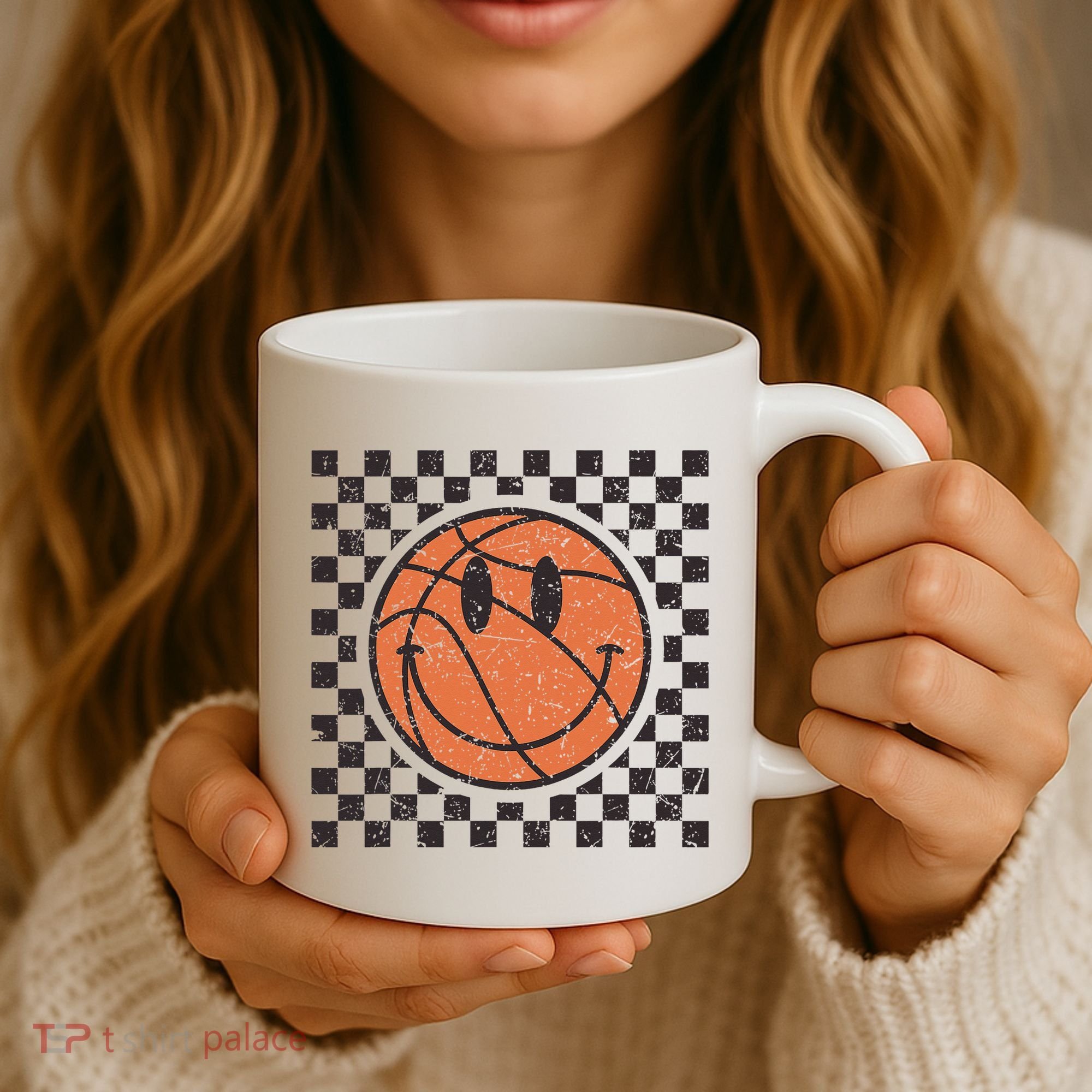 Happy Face Basketball Lover Smile Face Funny Smiling Coffee Mug