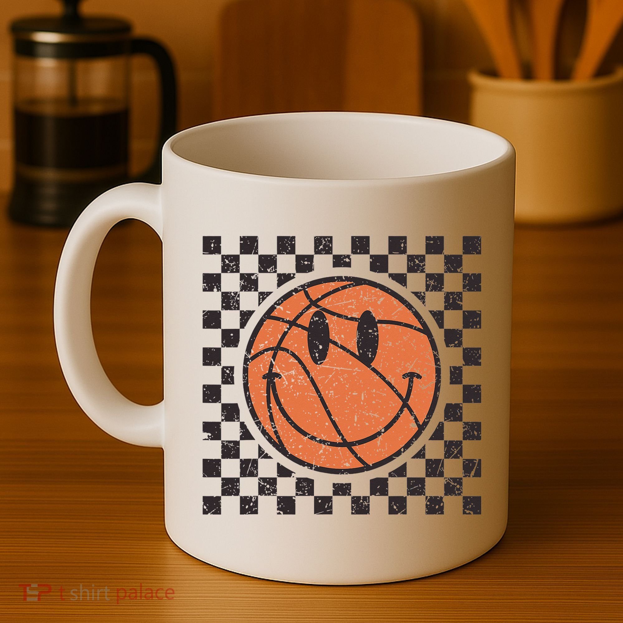 Happy Face Basketball Lover Smile Face Funny Smiling Coffee Mug