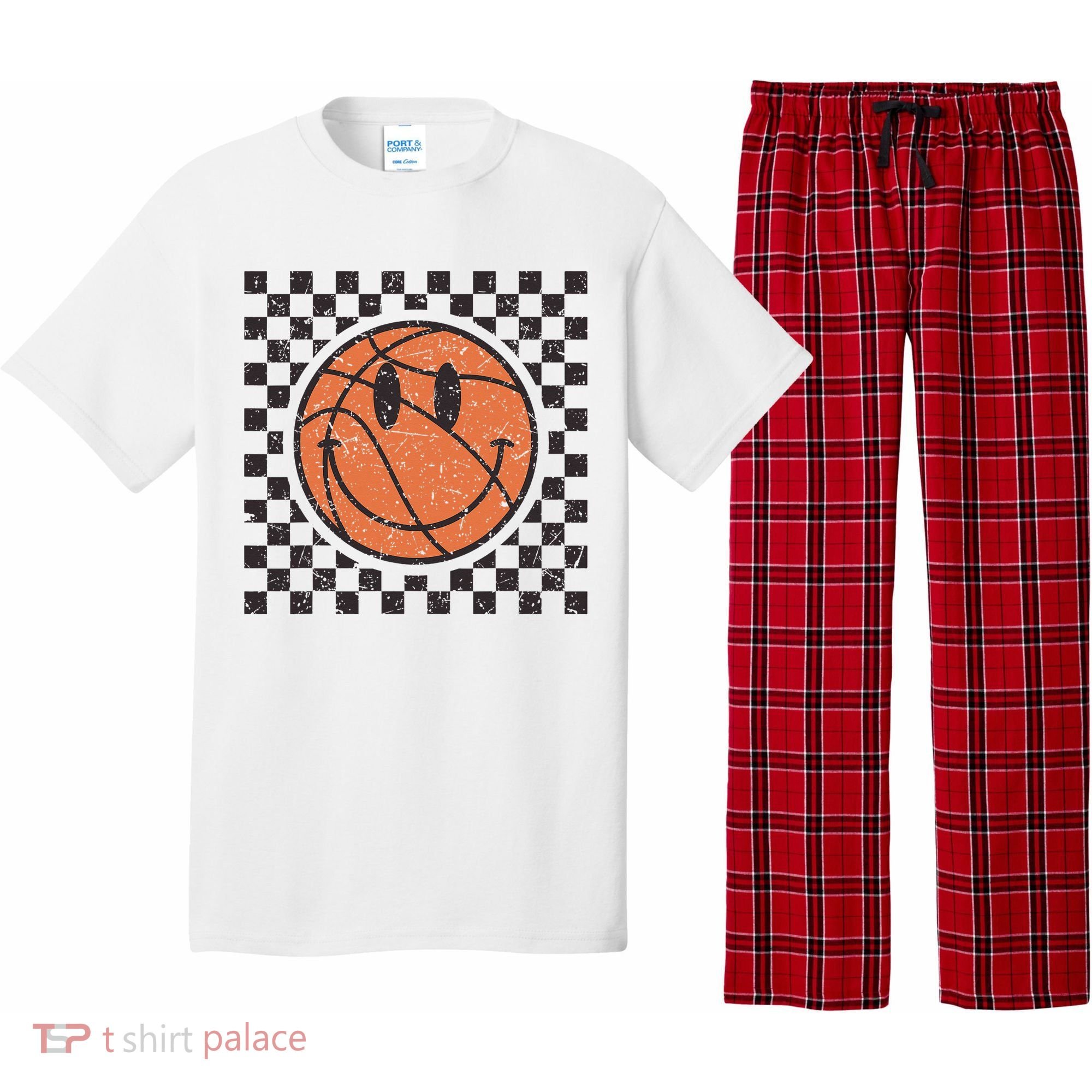 Happy Face Basketball Lover Smile Face Funny Smiling Pajama Set
