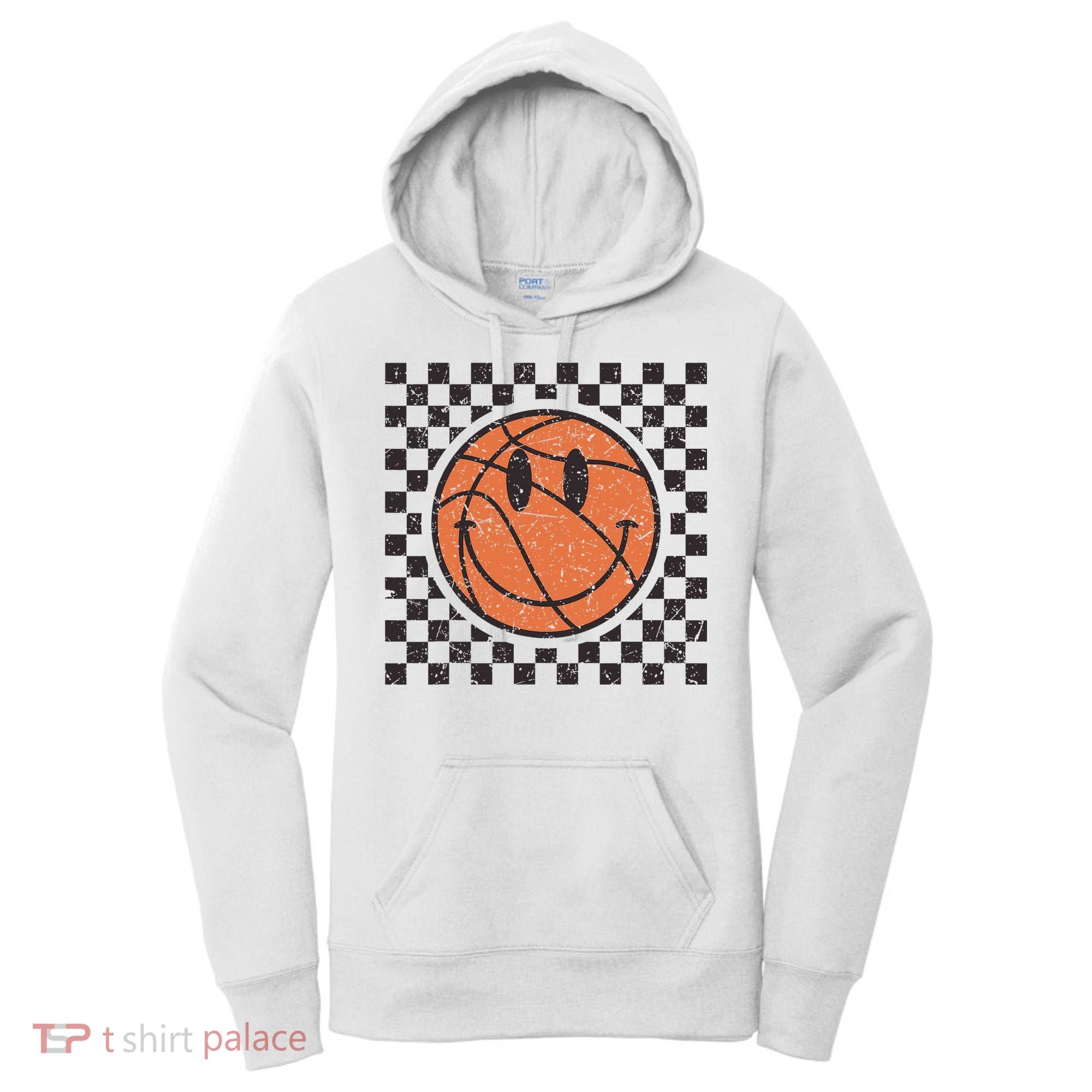 Happy Face Basketball Lover Smile Face Funny Smiling Women's Hoodie