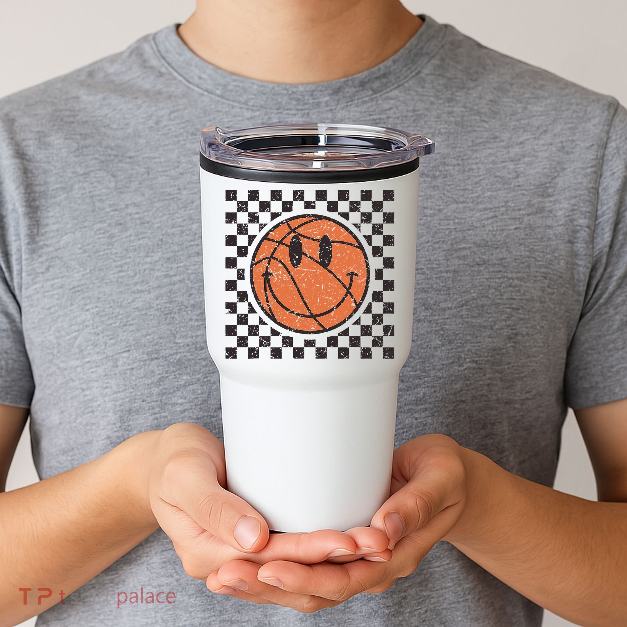 Happy Face Basketball Lover Smile Face Funny Smiling Tumbler