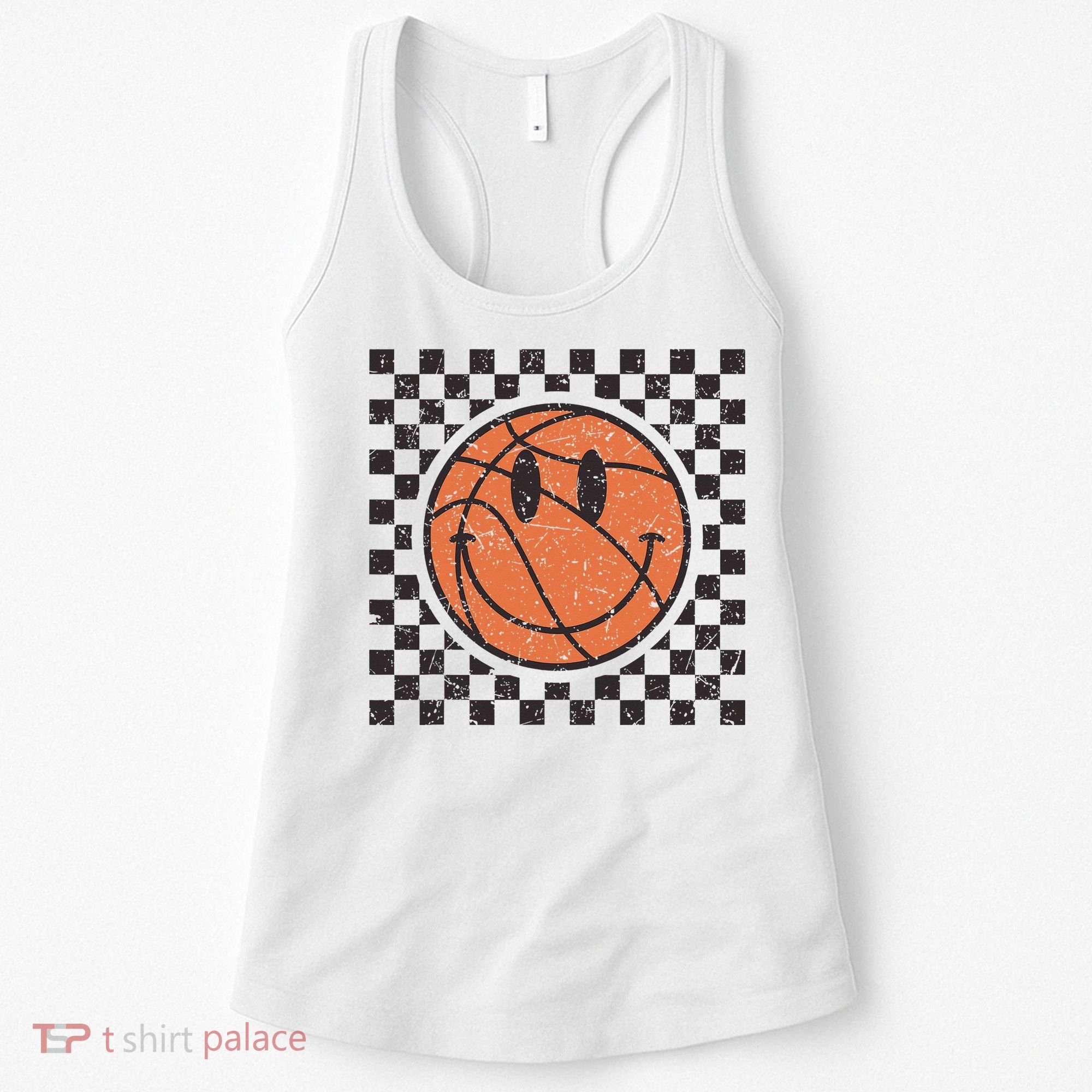 Happy Face Basketball Lover Smile Face Funny Smiling Women's Tank Top