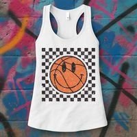 Happy Face Basketball Lover Smile Face Funny Smiling Women's Tank Top thumb 3