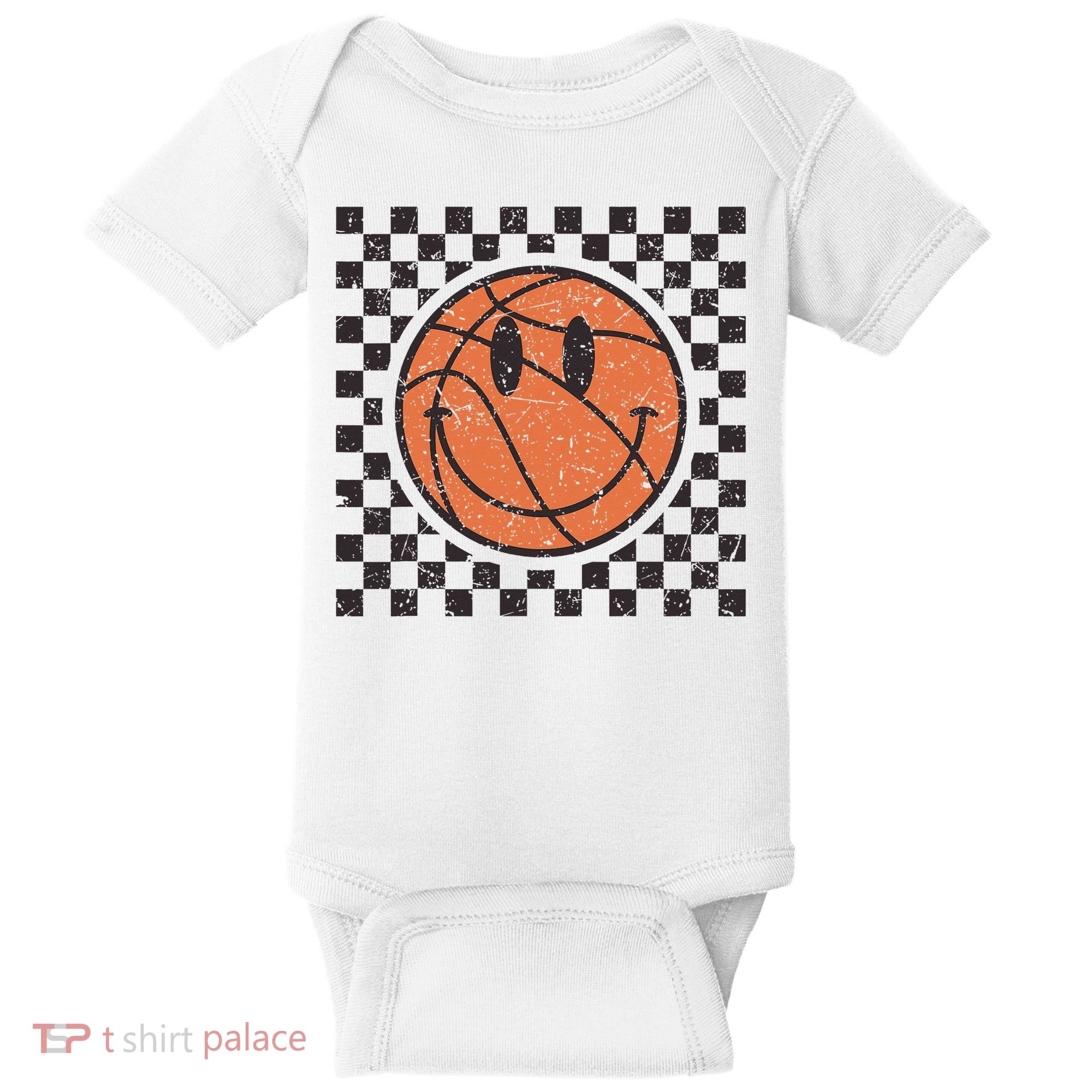 Happy Face Basketball Lover Smile Face Funny Smiling Baby Bodysuit