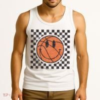 Happy Face Basketball Lover Smile Face Funny Smiling Tank Top thumb 3