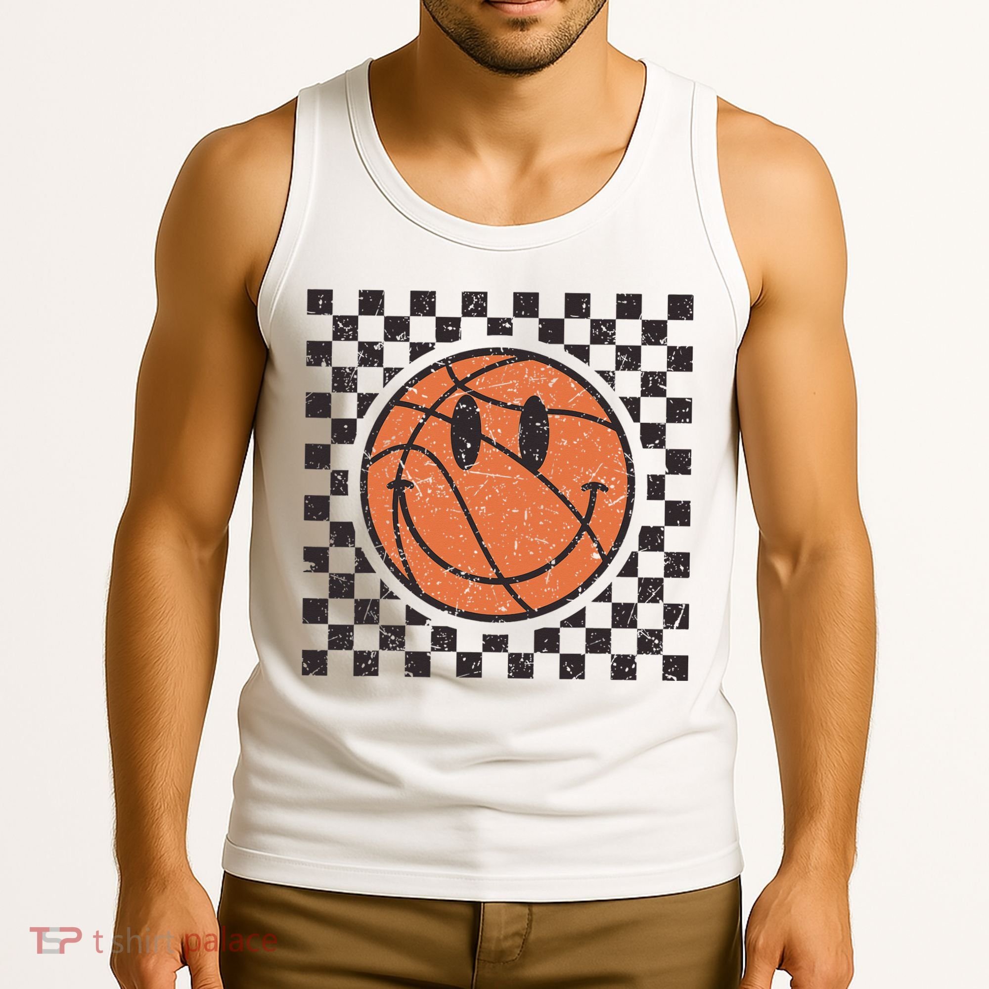 Happy Face Basketball Lover Smile Face Funny Smiling Tank Top