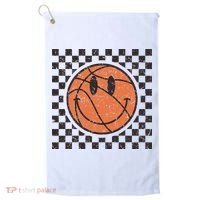 Happy Face Basketball Lover Smile Face Funny Smiling Golf Towel thumb 0