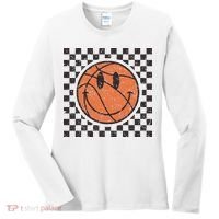 Happy Face Basketball Lover Smile Face Funny Smiling Women's Long Sleeve Shirt thumb 0