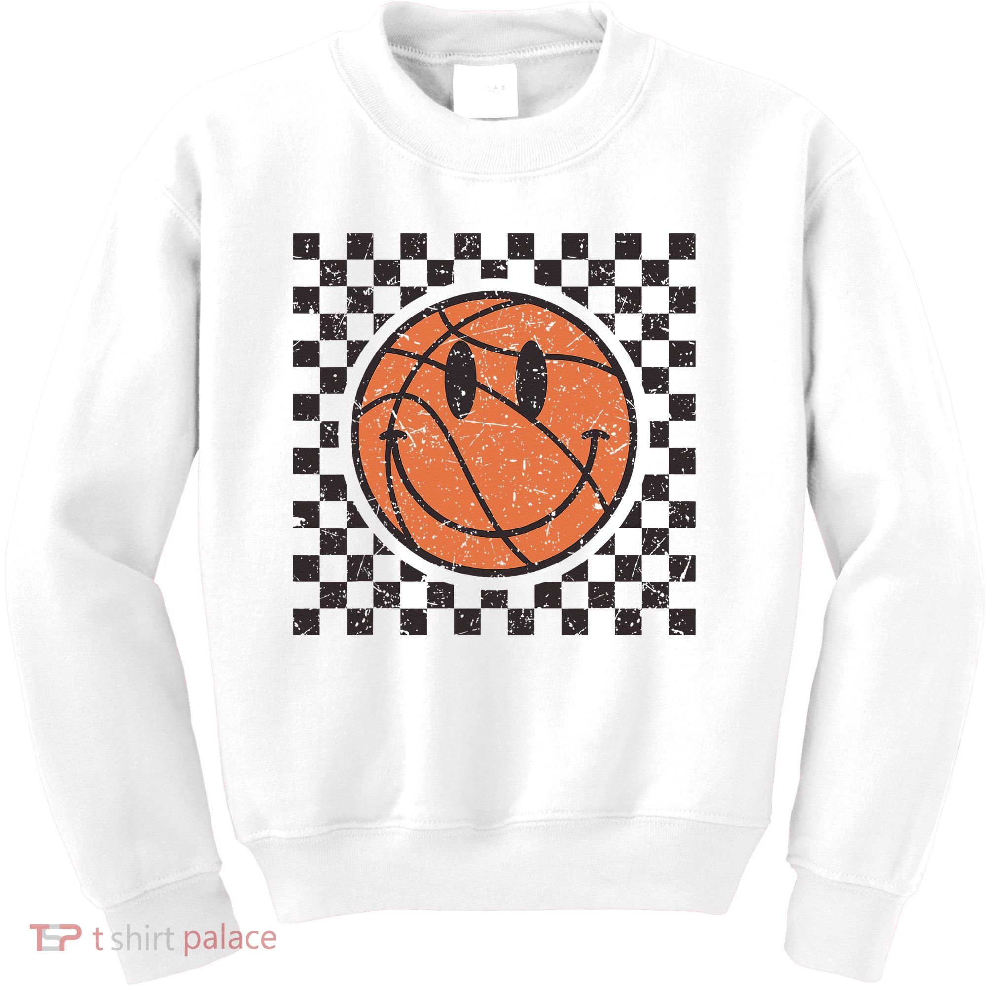 Happy Face Basketball Lover Smile Face Funny Smiling Kids Sweatshirt