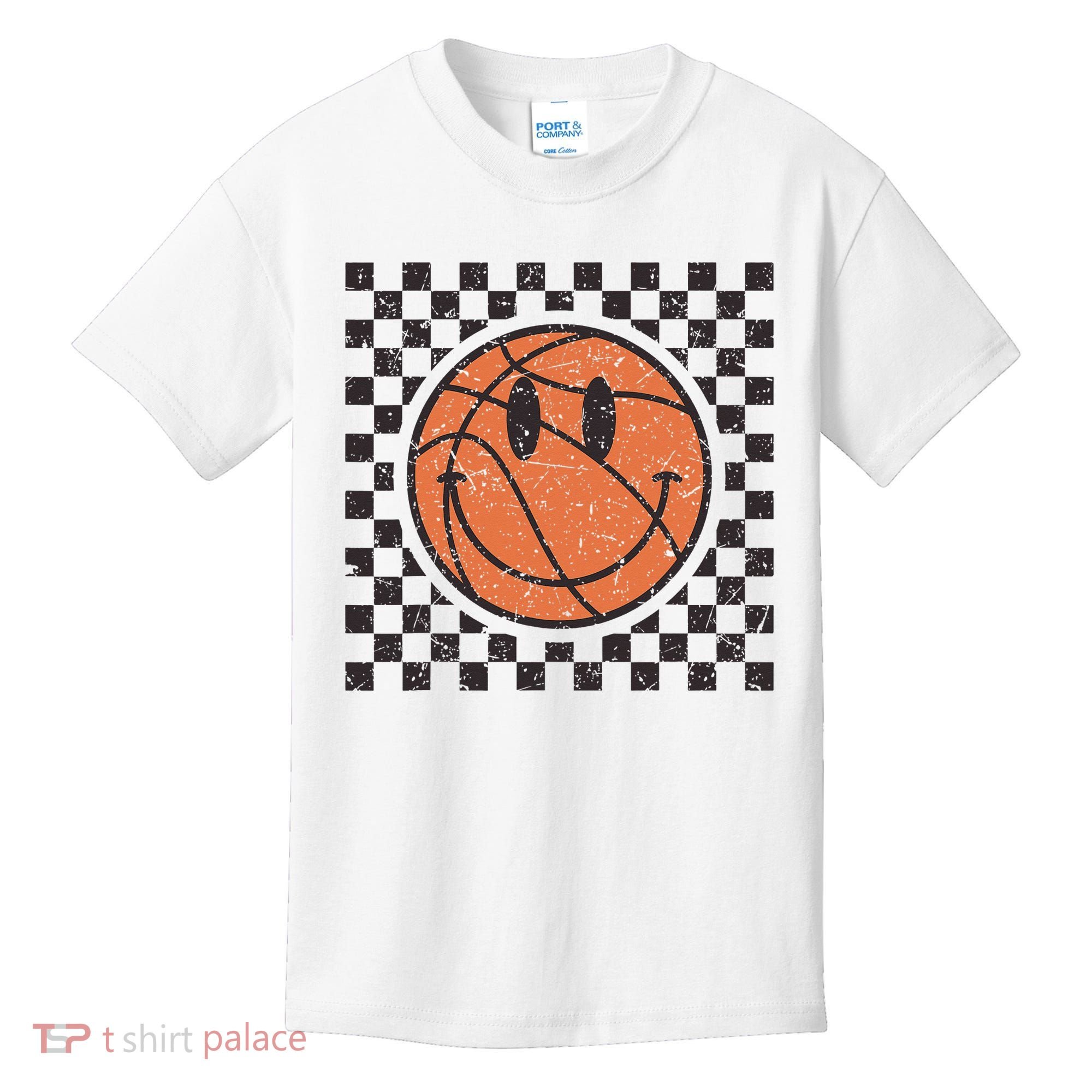 Happy Face Basketball Lover Smile Face Funny Smiling Kids T-Shirt