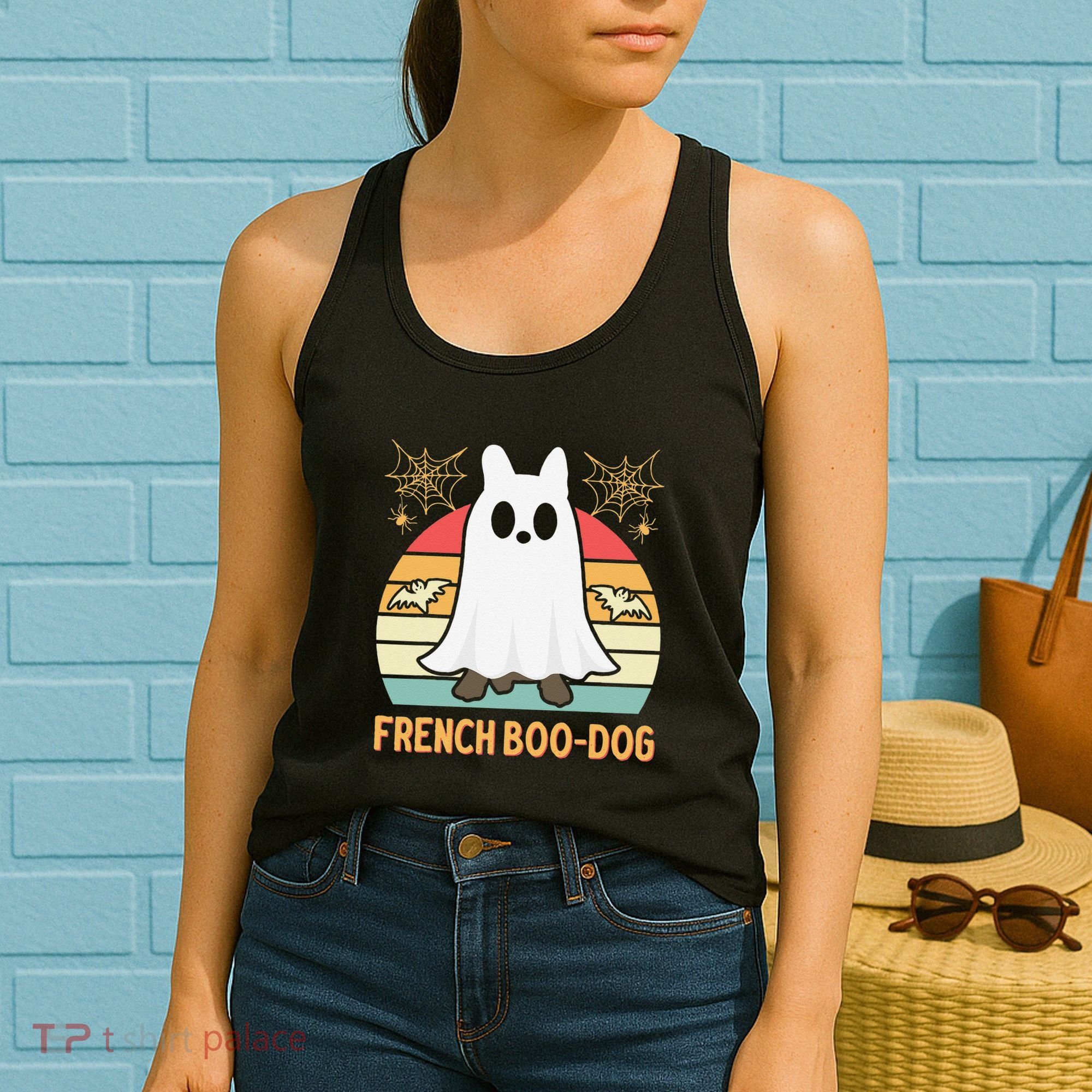 Halloween French Bulldog Dog Frenchie Spooky Ghost Costume Women's Tank Top