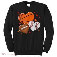 Heart Football Basketball Baseball Valentines Day Boy Sweatshirt thumb 0