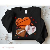 Heart Football Basketball Baseball Valentines Day Boy Sweatshirt thumb 2