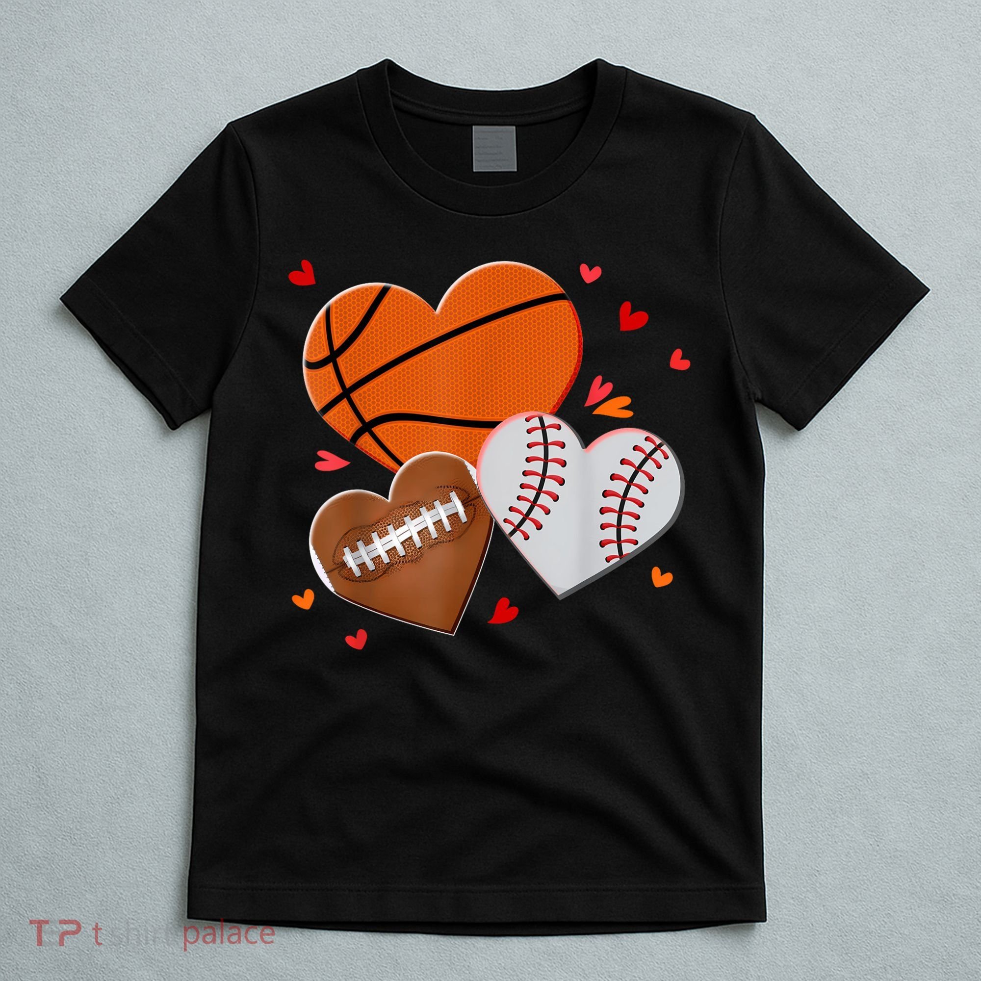 Heart Football Basketball Baseball Valentines Day Boy T-Shirt