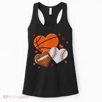 Heart Football Basketball Baseball Valentines Day Boy Women's Tank Top thumb 0