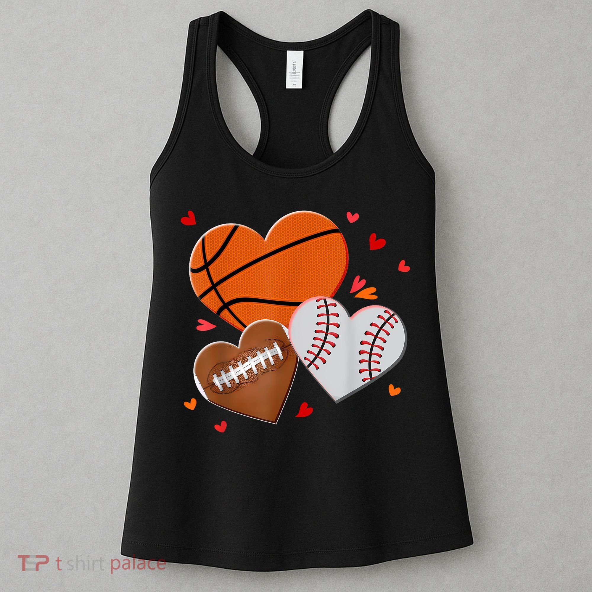 Heart Football Basketball Baseball Valentines Day Boy Women's Tank Top