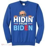 Hidin From Biden Gift Anti Joe Biden Hiding Political Gift Tall Sweatshirt thumb 0