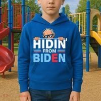Hidin From Biden Gift Anti Joe Biden Hiding Political Gift Kids Hoodie thumb 2