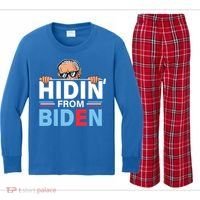Hidin From Biden Gift Anti Joe Biden Hiding Political Gift Kids Long Sleeve Plaid Pajama Set thumb 0