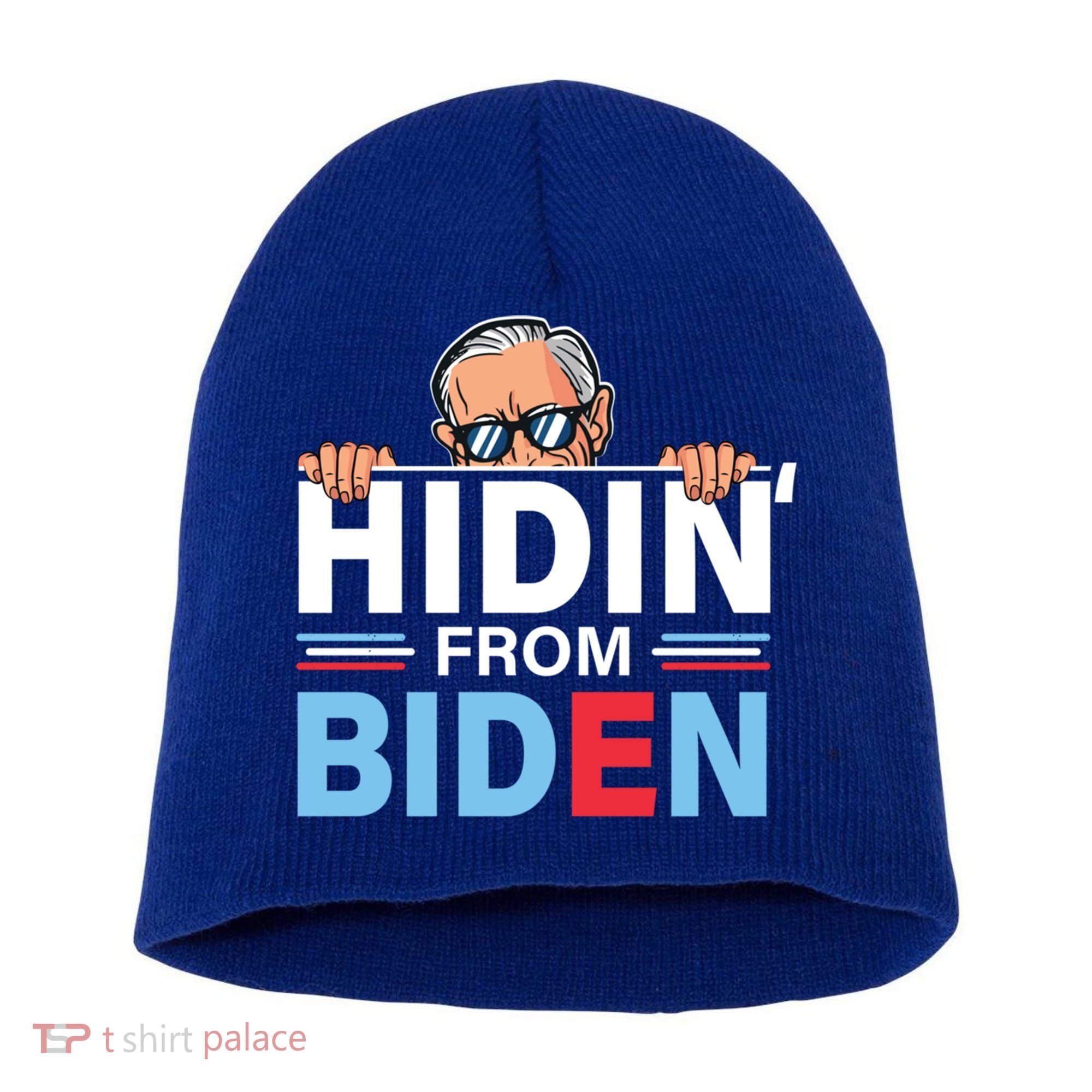 Hidin From Biden Gift Anti Joe Biden Hiding Political Gift Short Acrylic Beanie