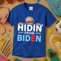 Hidin From Biden Gift Anti Joe Biden Hiding Political Gift Kids T-Shirt thumb 3
