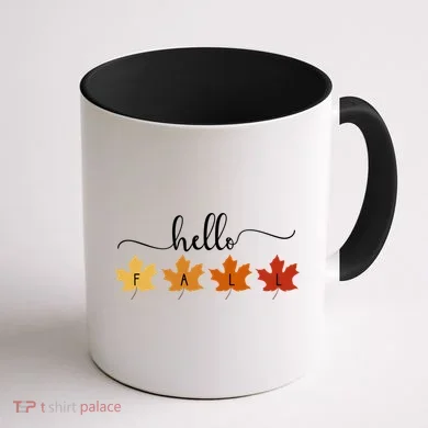 Hello Fall Cozy Nature Coffee Mug back