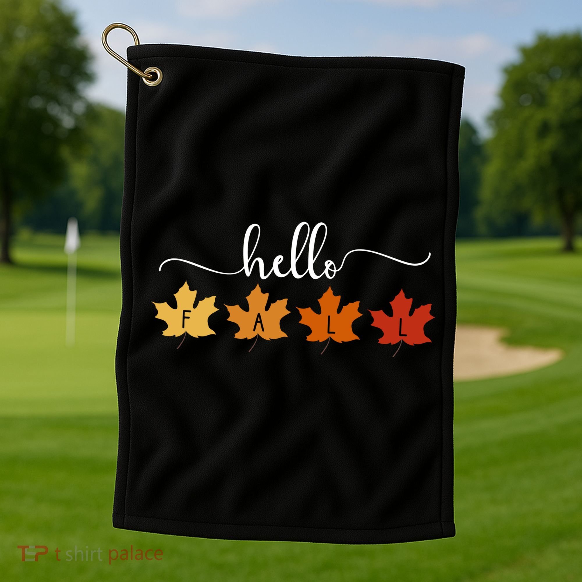 Hello Fall Cozy Nature Golf Towel