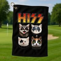 Hiss Funny Cat Lover Gift Golf Towel thumb 1