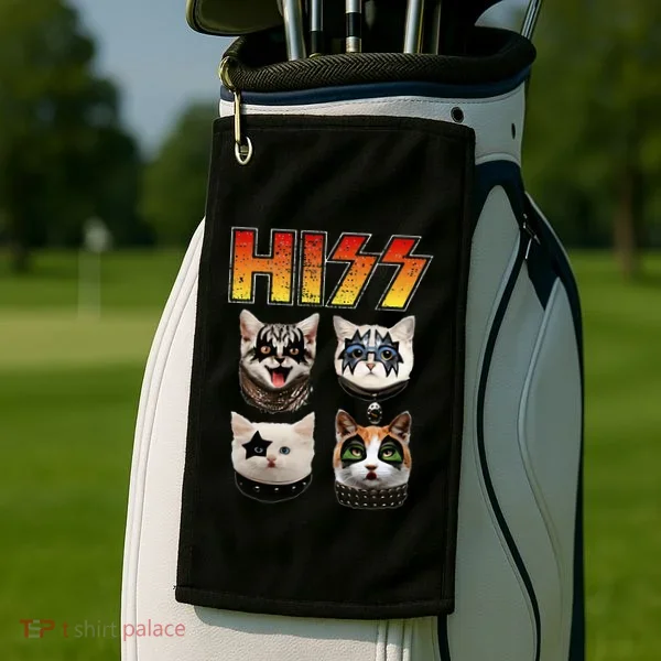 Hiss Funny Cat Lover Gift Golf Towel