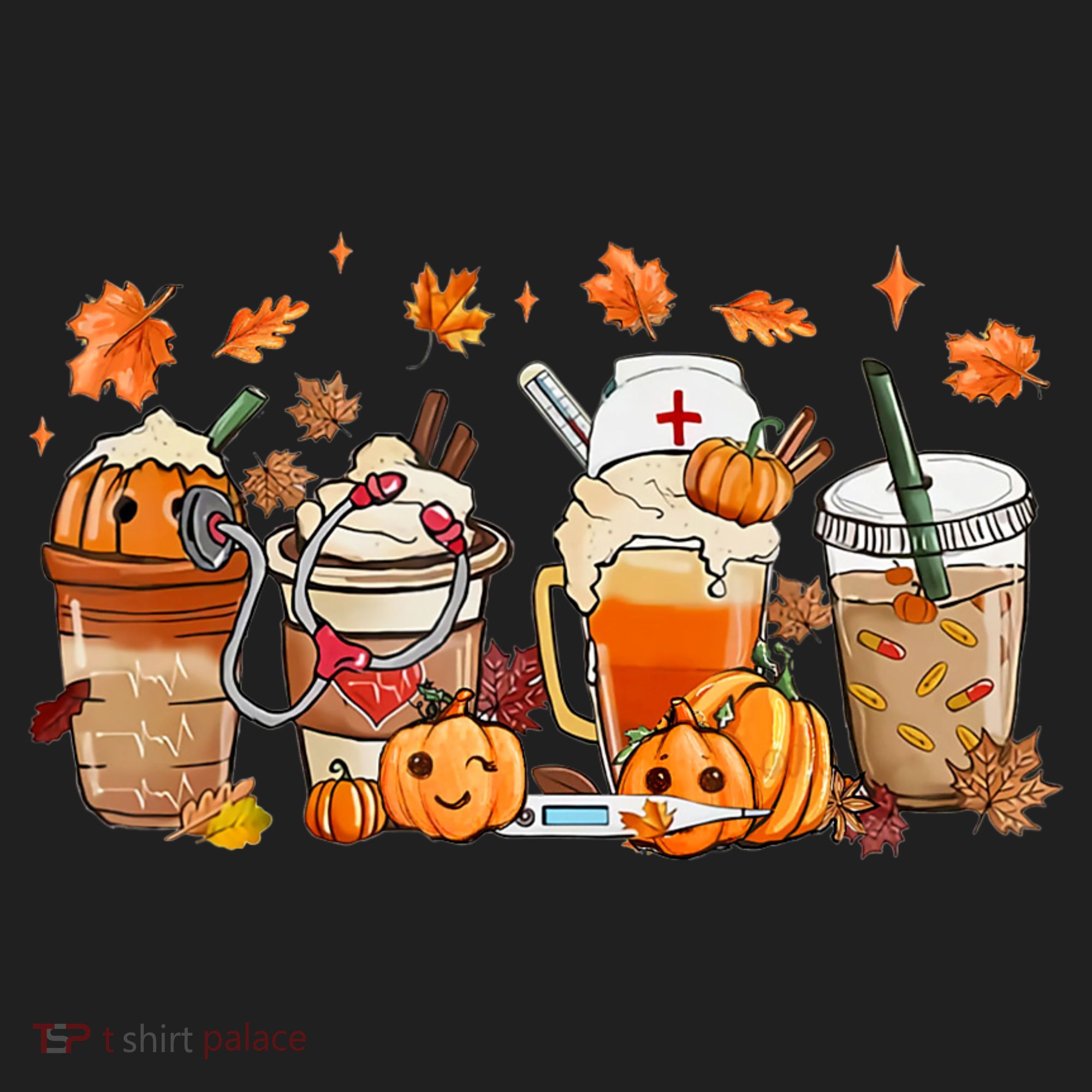 Happy Fall Coffee Latte Cups Stethoscope Nurse Women's Sweatshirt