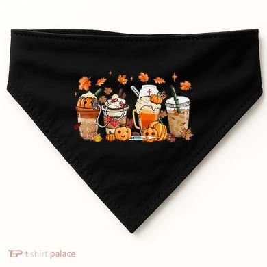 Happy Fall Coffee Latte Cups Stethoscope Nurse USA-Made Doggie Bandana