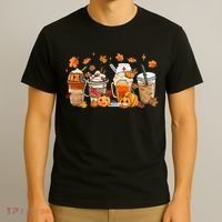 Happy Fall Coffee Latte Cups Stethoscope Nurse T-Shirt thumb 3