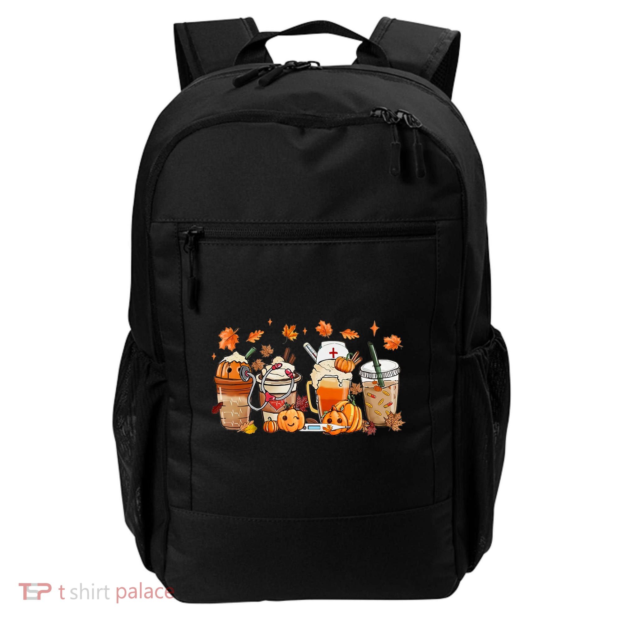 Happy Fall Coffee Latte Cups Stethoscope Nurse Backpack