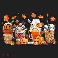 Happy Fall Coffee Latte Cups Stethoscope Nurse Beanie thumb 2