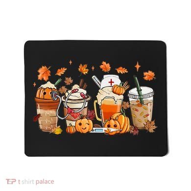 Happy Fall Coffee Latte Cups Stethoscope Nurse Mousepad