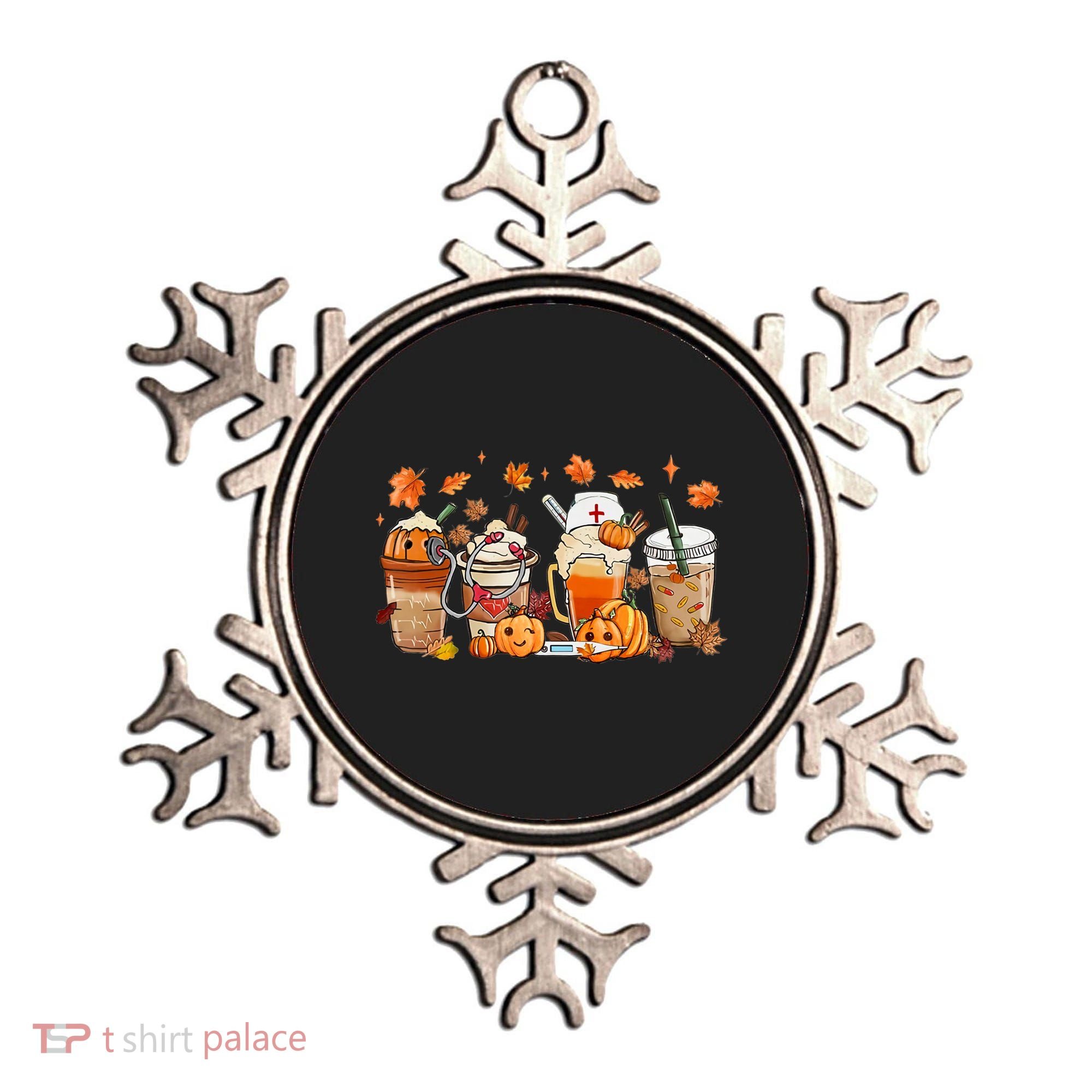 Happy Fall Coffee Latte Cups Stethoscope Nurse Ornament
