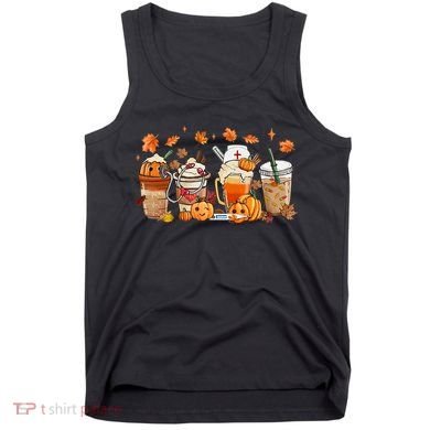 Happy Fall Coffee Latte Cups Stethoscope Nurse Tank Top
