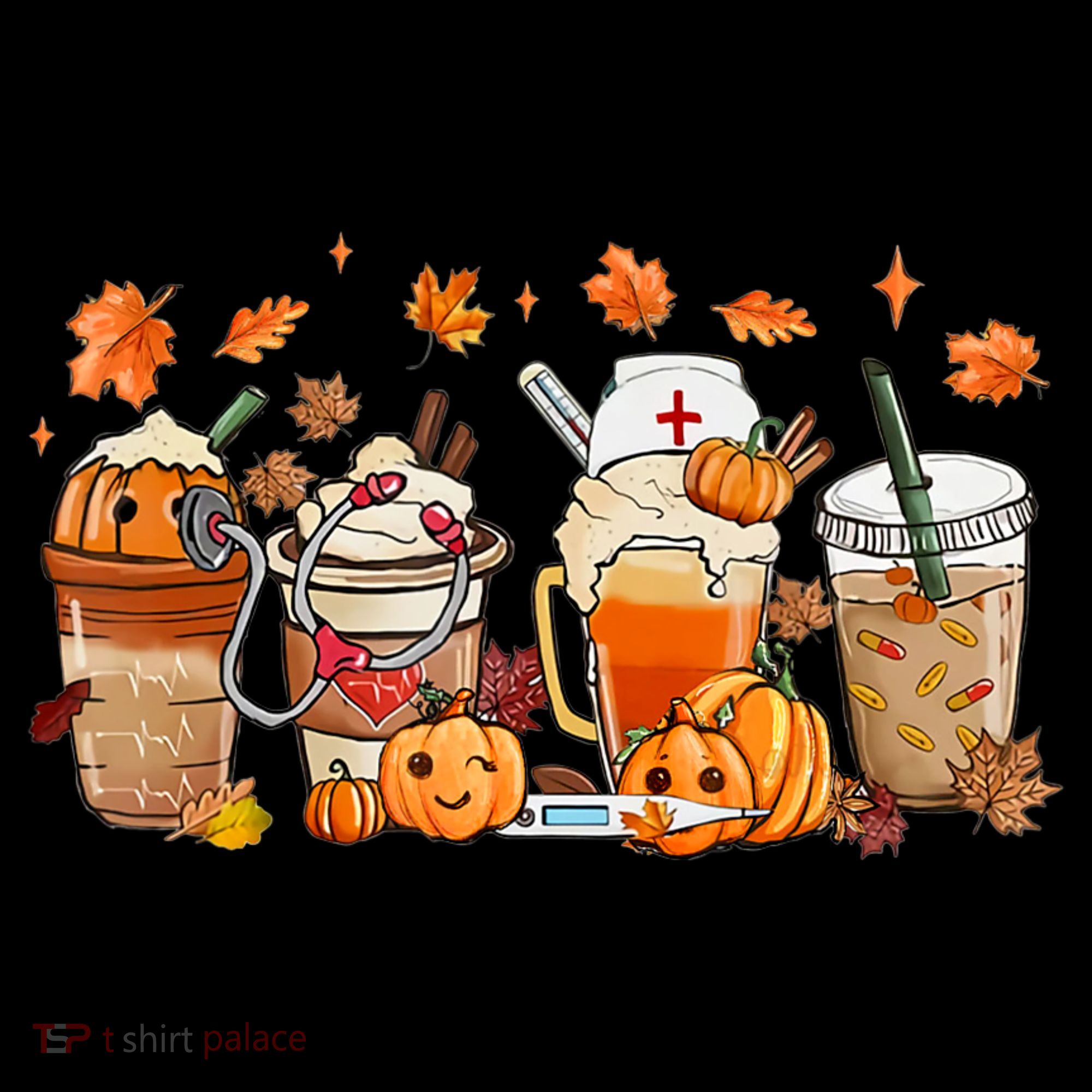 Happy Fall Coffee Latte Cups Stethoscope Nurse Toddler T-Shirt