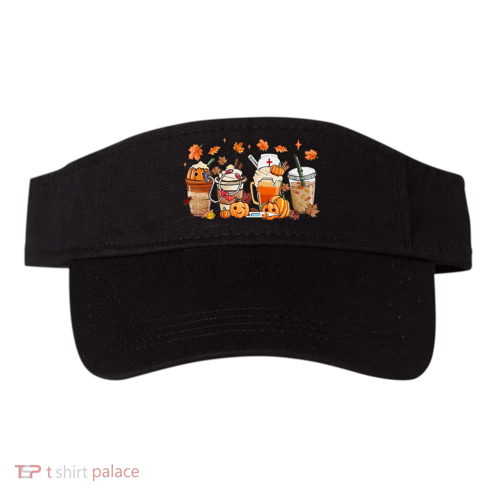 Happy Fall Coffee Latte Cups Stethoscope Nurse Visor