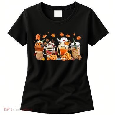 Happy Fall Coffee Latte Cups Stethoscope Nurse Women's T-Shirt