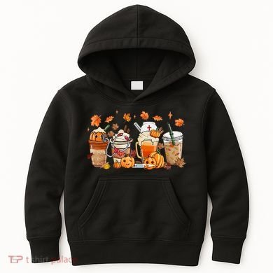 Happy Fall Coffee Latte Cups Stethoscope Nurse Kids Hoodie