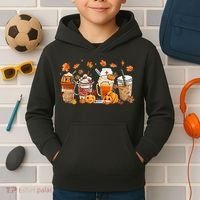 Happy Fall Coffee Latte Cups Stethoscope Nurse Kids Hoodie thumb 2