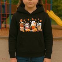 Happy Fall Coffee Latte Cups Stethoscope Nurse Kids Hoodie thumb 3