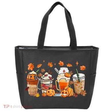 Happy Fall Coffee Latte Cups Stethoscope Nurse Tote Bag
