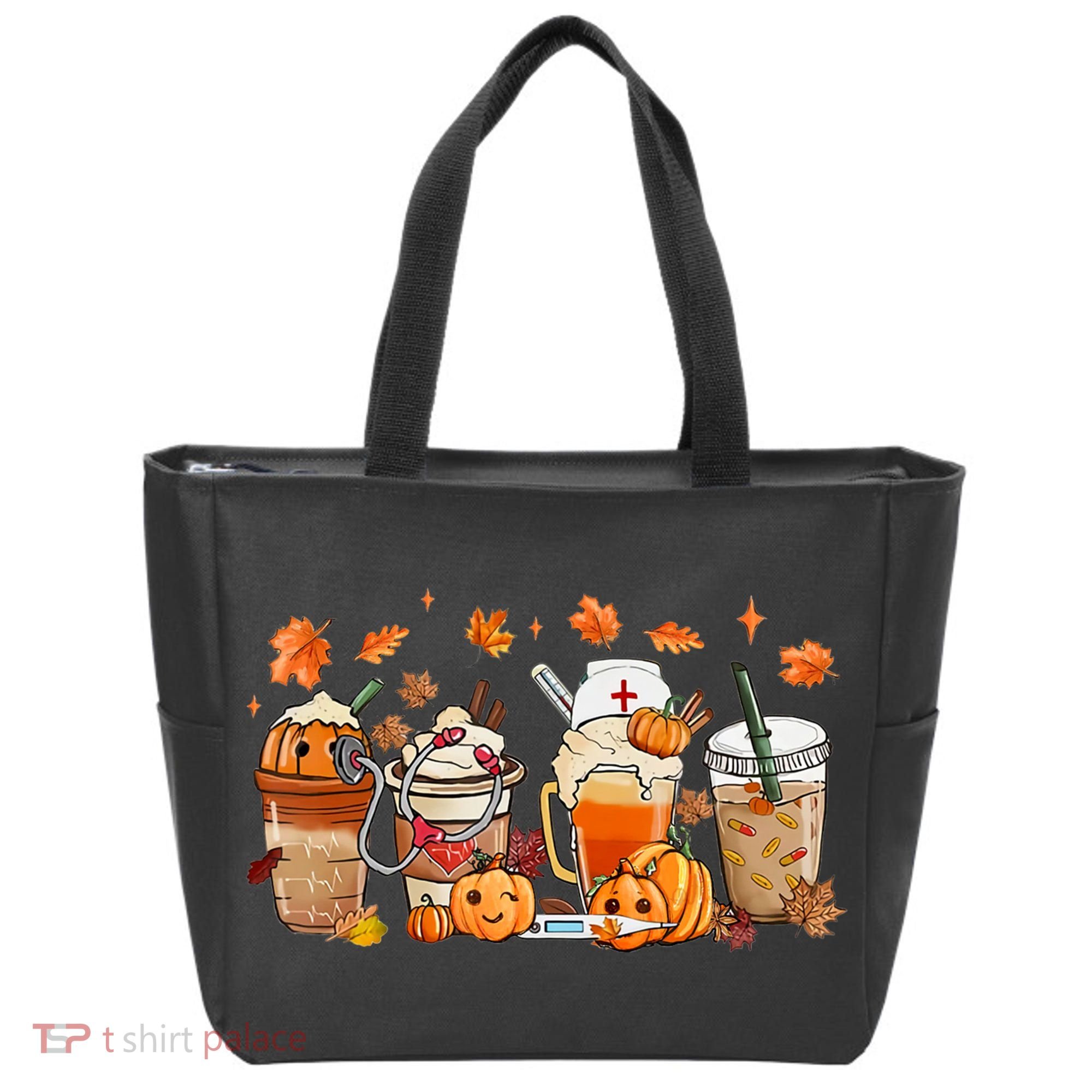 Happy Fall Coffee Latte Cups Stethoscope Nurse Tote Bag
